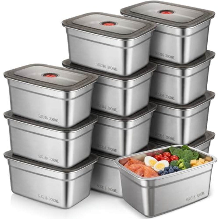 Food Storage Prep Containers - Kitchen use stainless steel food storage