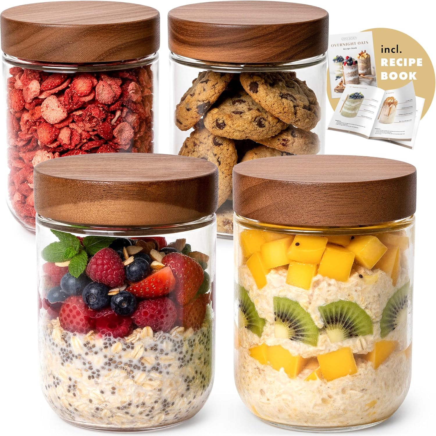 Food Storage Meal Prep - Overnight Oats Containers with Lids Acacia