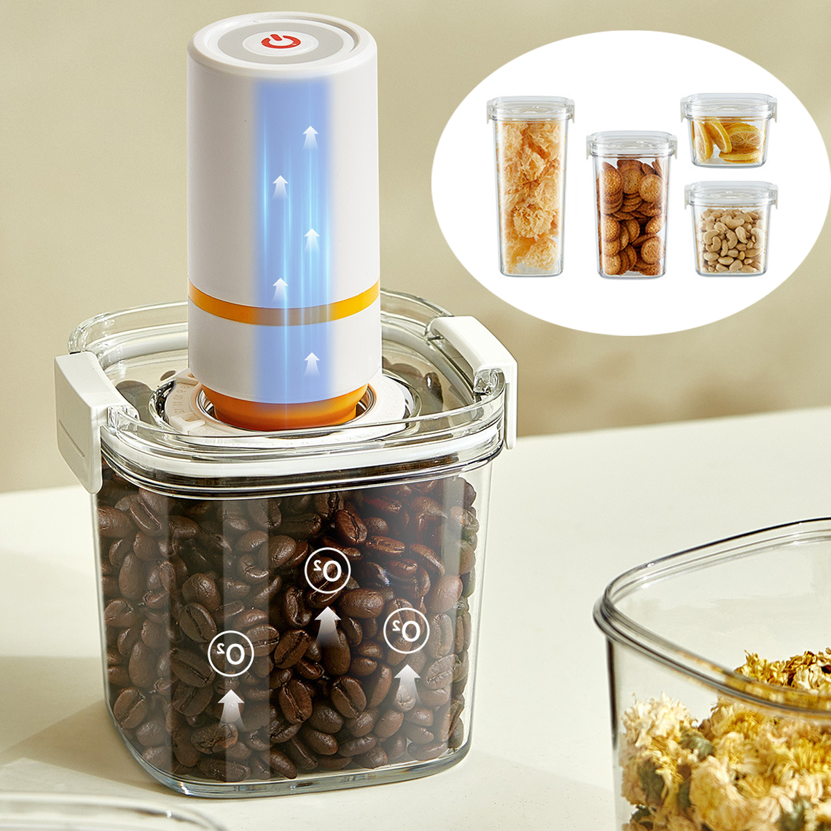 Food Storage Kitchen Container Set - Vacuum Sealed Tank Coffee Beans Vacuum