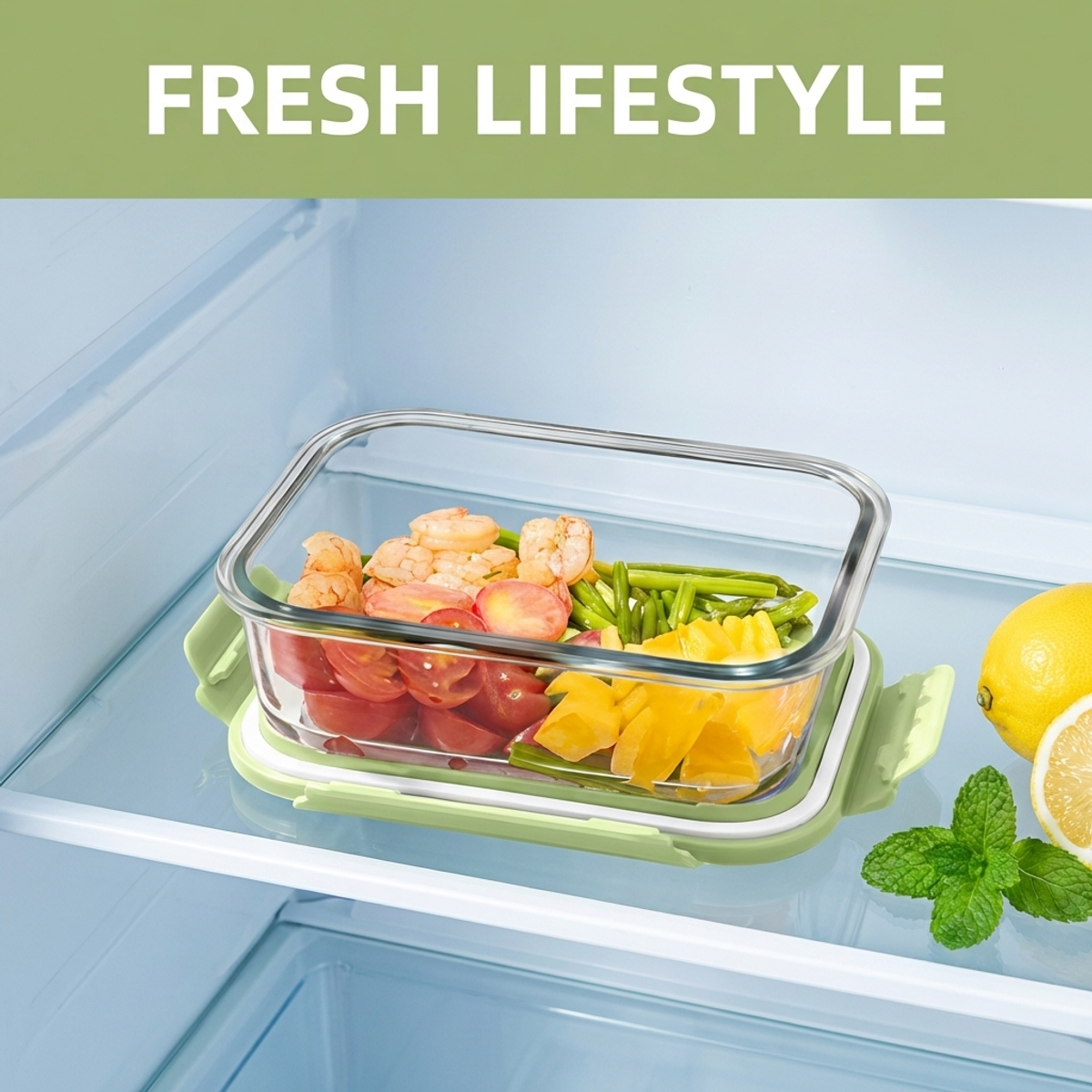 Food Storage Silicone - Fresh Matcha Green High Borosilicate Glass