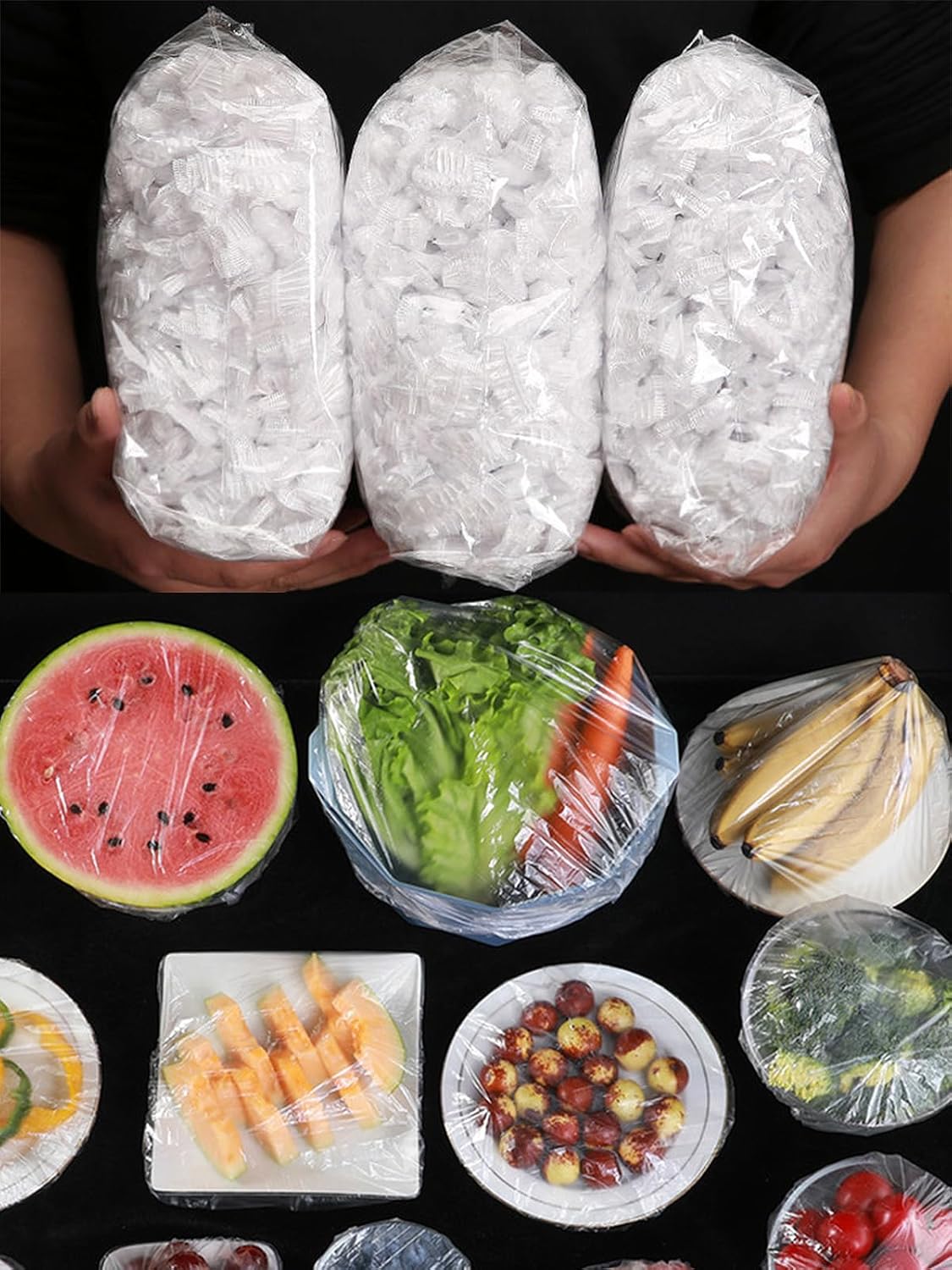 Food Storage Bowls - 300PCS Elastic Food Covers, Stretchable Bowl