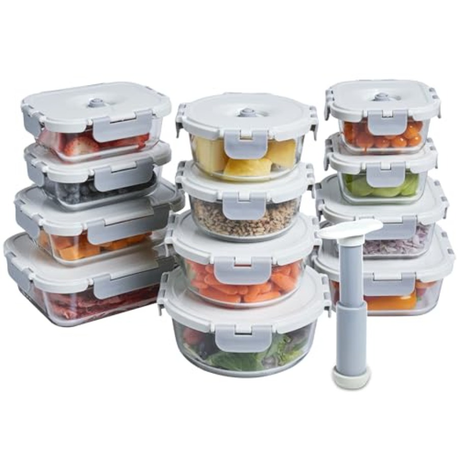 Food Storage Kitchen Container Set - Vacuum Seal Glass Food Storage Containers