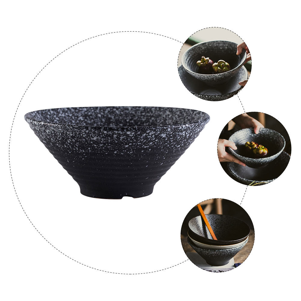 Food Storage In Restaurant - 1Pcs Ceramic Ramen Bowl Black Creative