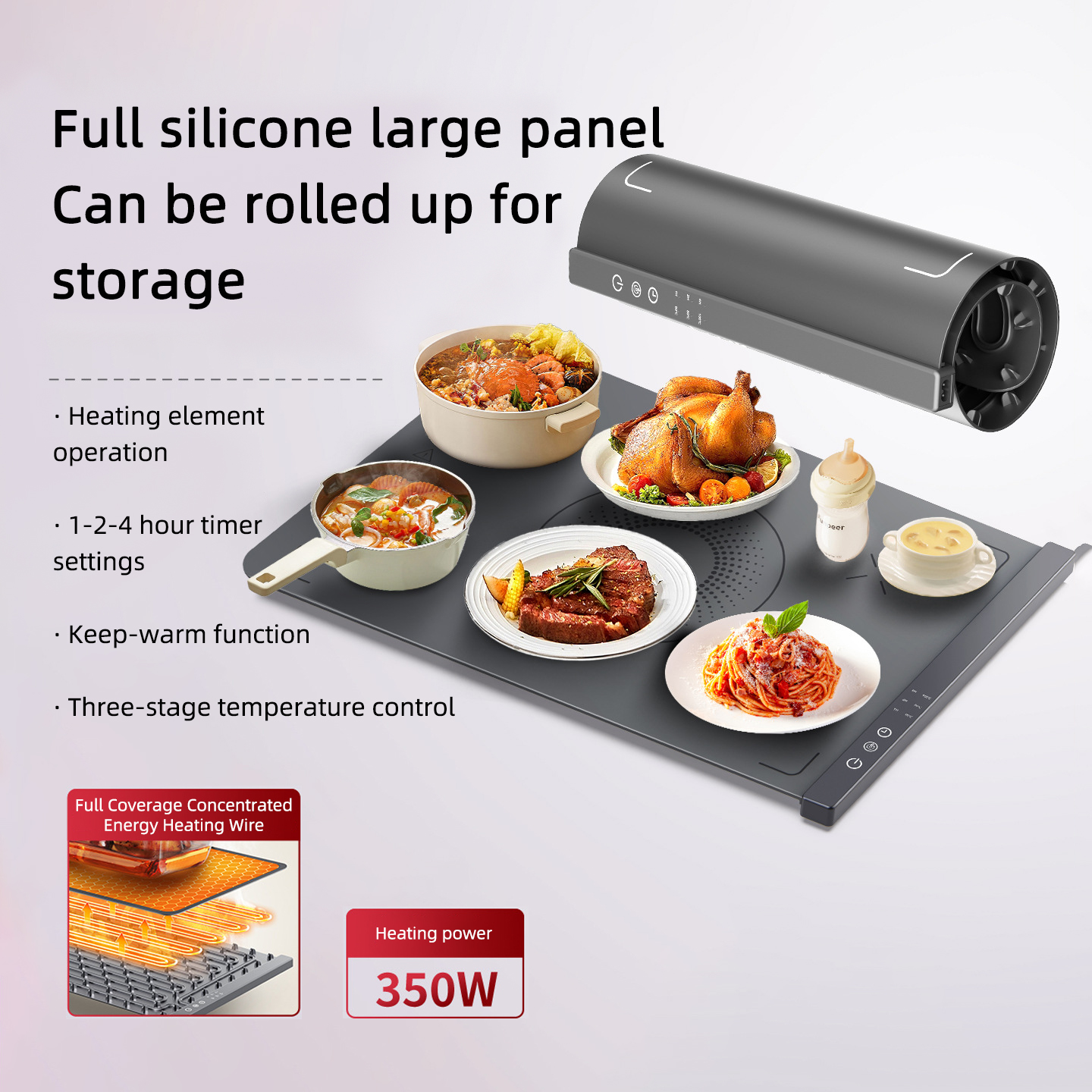 Portable Food Warmer - Foldable Food Warmer Mat Electric Warming