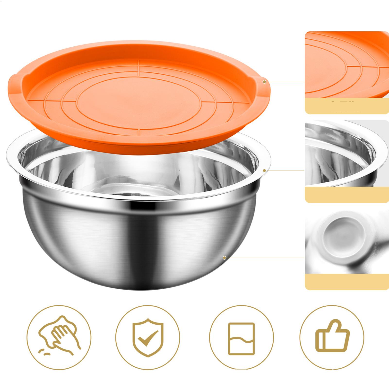 Food Storage Bowls - Steel Mixing Bowls Nesting Round Non-Slip