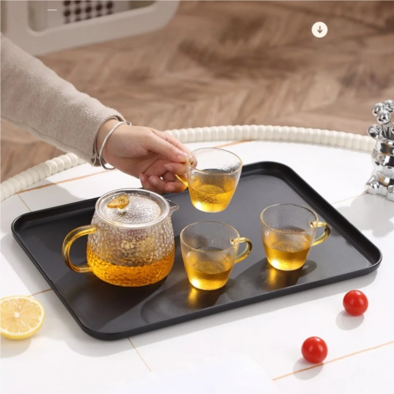 Food Storage In Restaurant - Heavy-Duty Black Rectangular Serving Tray -