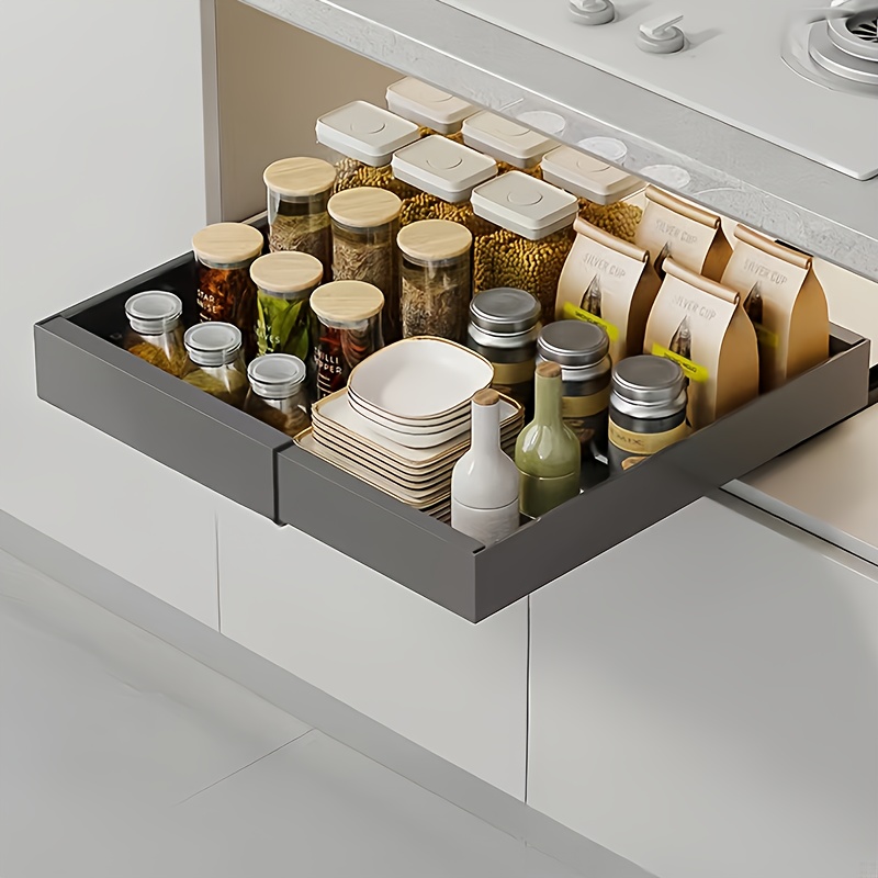 Food Storage Kitchen Cabinet - Pull Out Cabinet Organizer, Expandable Slide-Out
