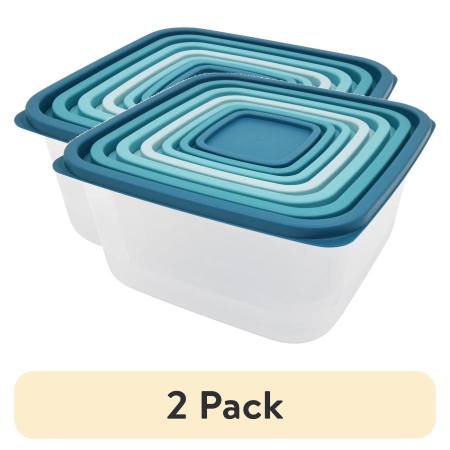 Food Storage Meal Prep - 2 pack 14 Piece Teal Plastic