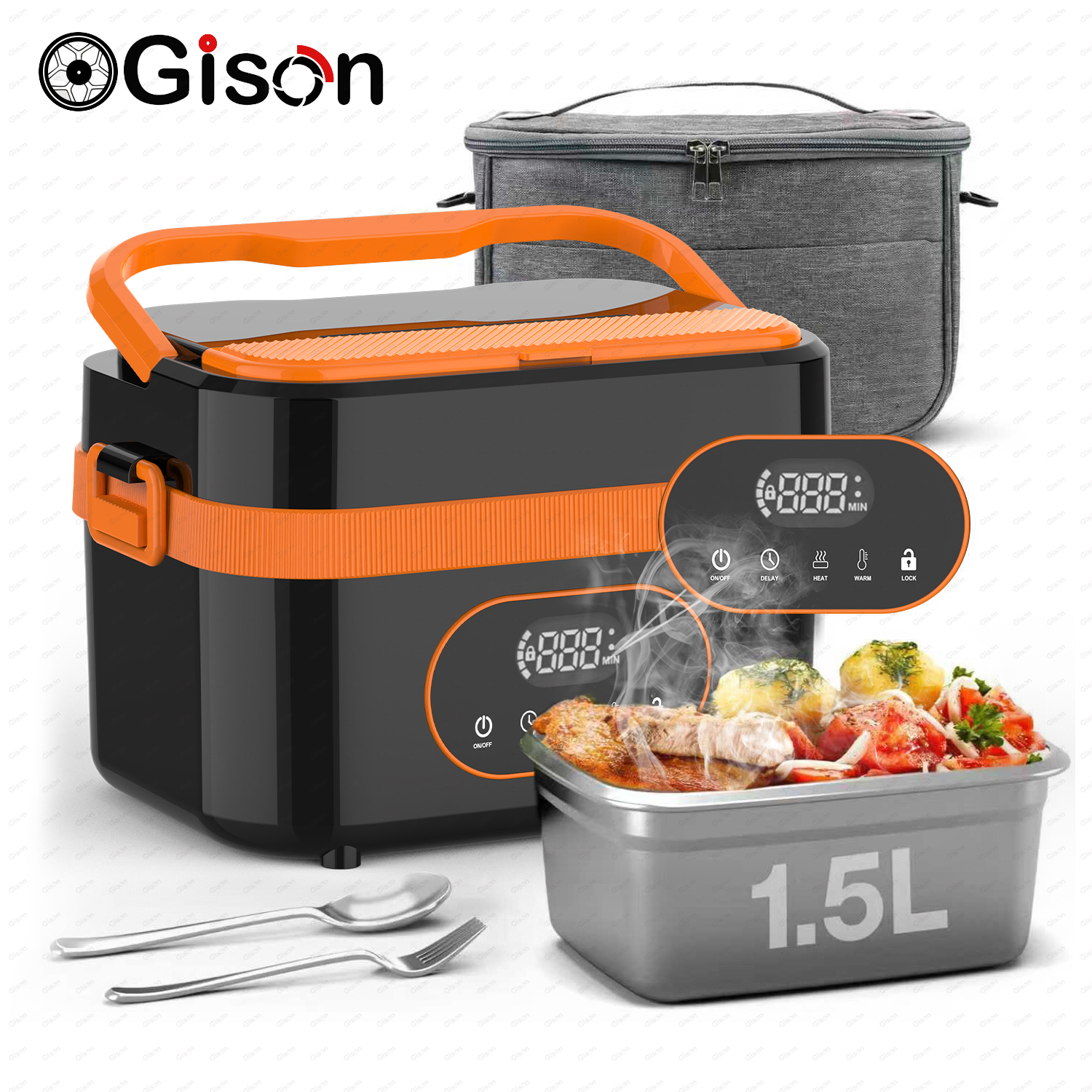 Portable Food Warmer - Gison 1.5L Portable Wireless Heated Lunch