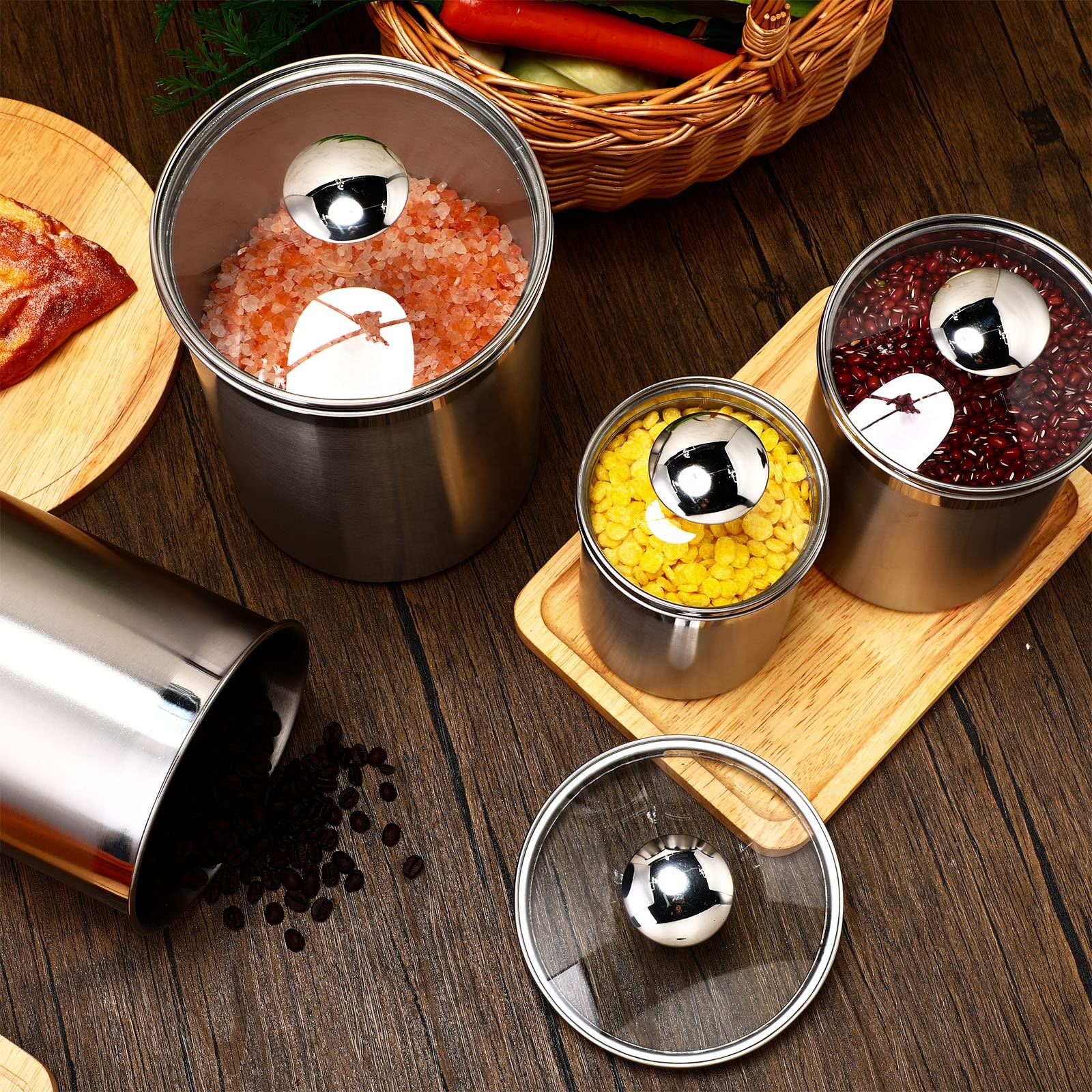 Food Storage Kitchen Container Set - Food Storage Containers Tea Coffee Sugar