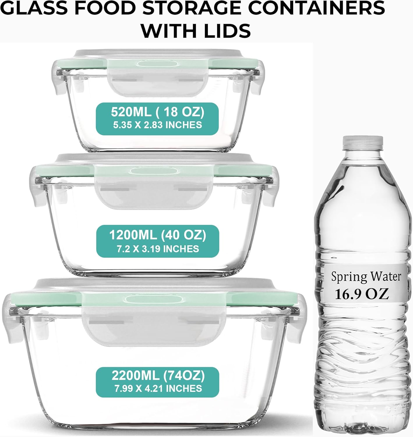 6 PC Square Glass Food Storage - Food Storage Prep Containers recension och pris