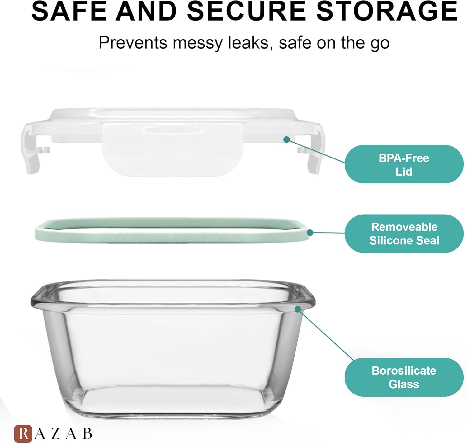 6 PC Square Glass Food Storage - Food Storage Prep Containers recension och pris