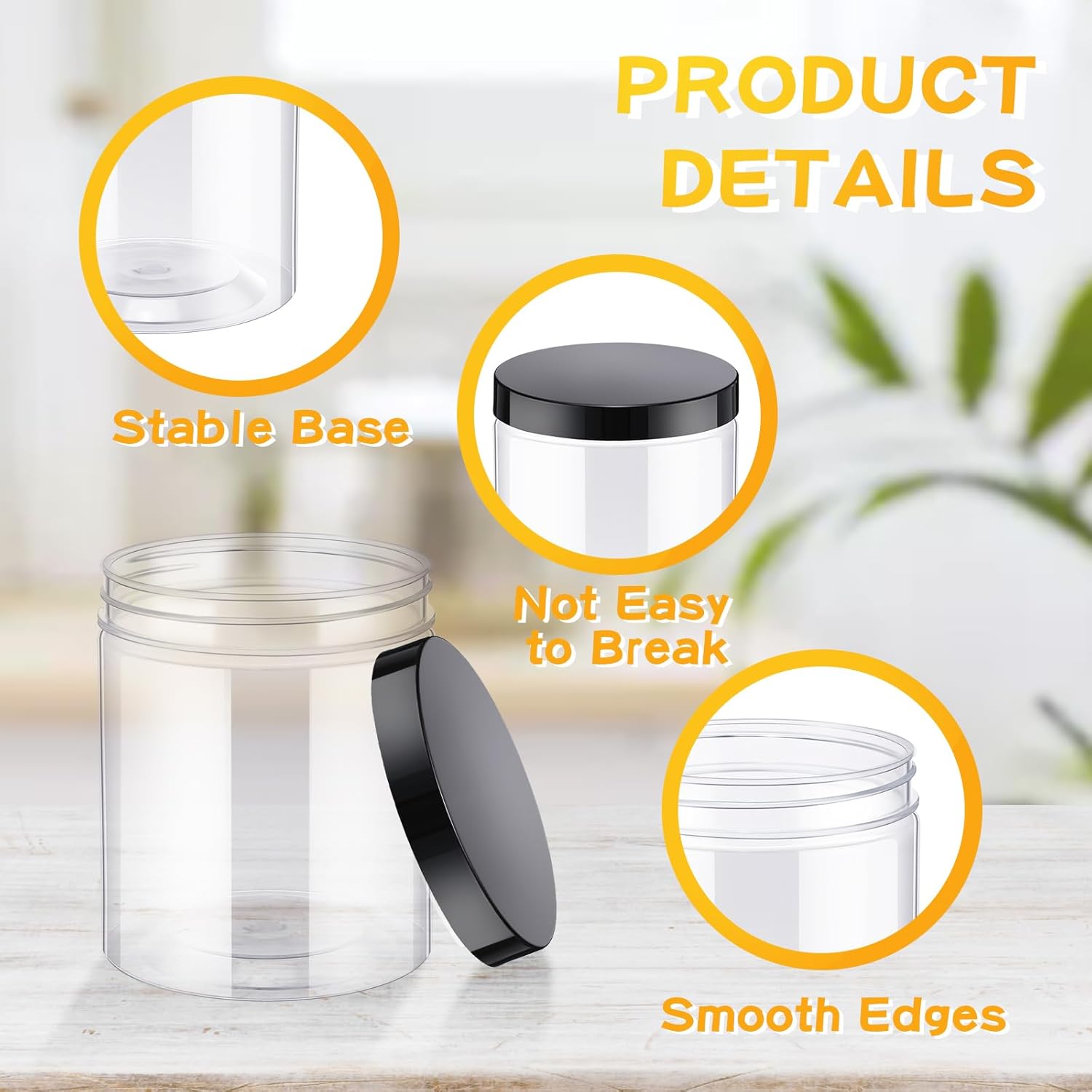 24 Pcs 16oz Plastic Jars with  - Food Storage Plastic recension och pris
