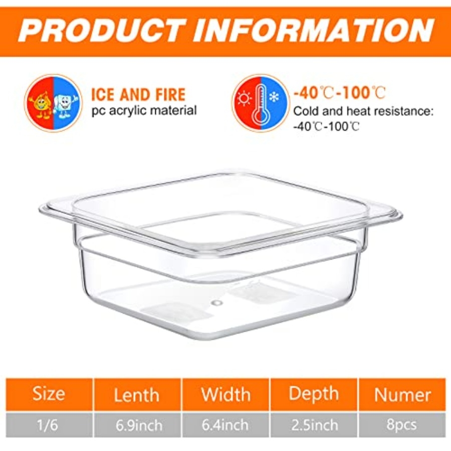 8 Pcs 1/6 Size, 2.6 Inch Deep  - Food Storage In Restaurant recension och pris