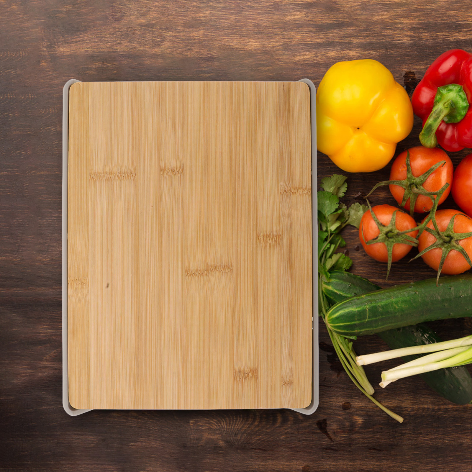 Bamboo Cutting Board with Pull - Food Storage Plastic recension och pris