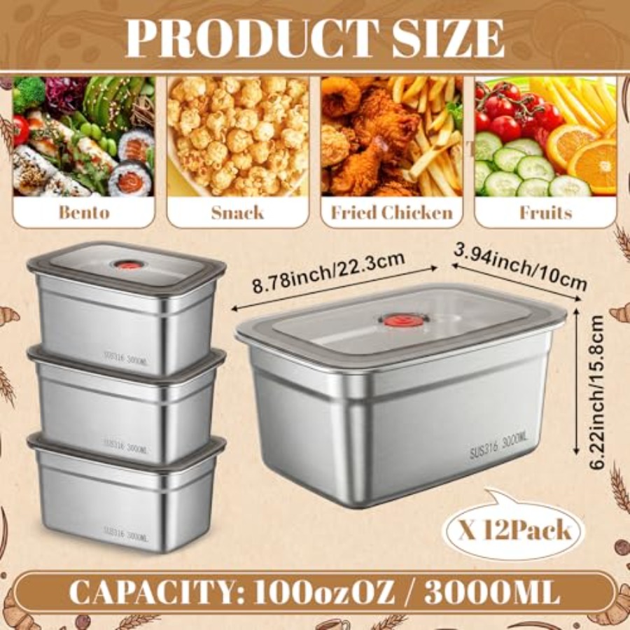 Kitchen use stainless steel fo - Food Storage Prep Containers recension och pris