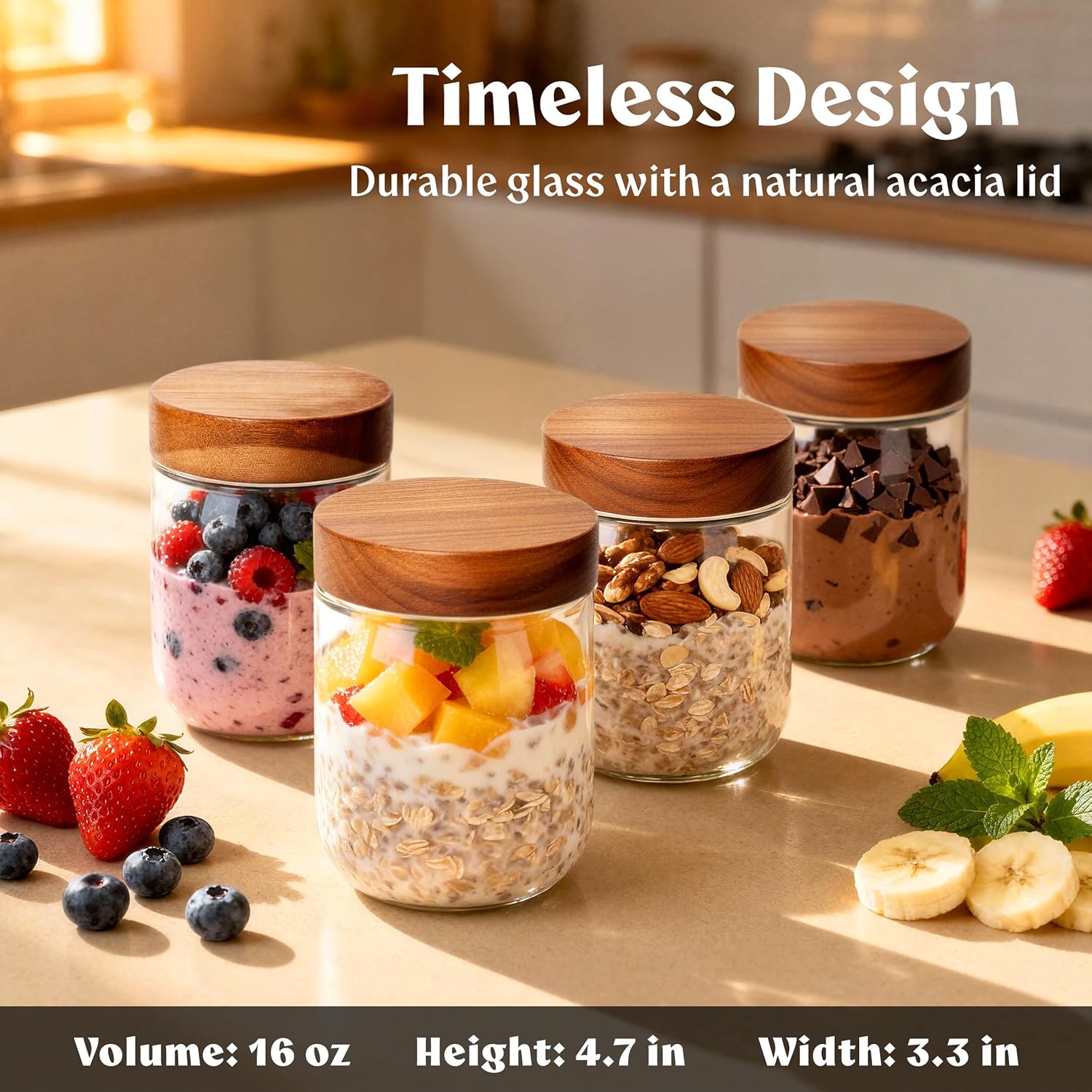 Overnight Oats Containers with - Food Storage Meal Prep recension och pris