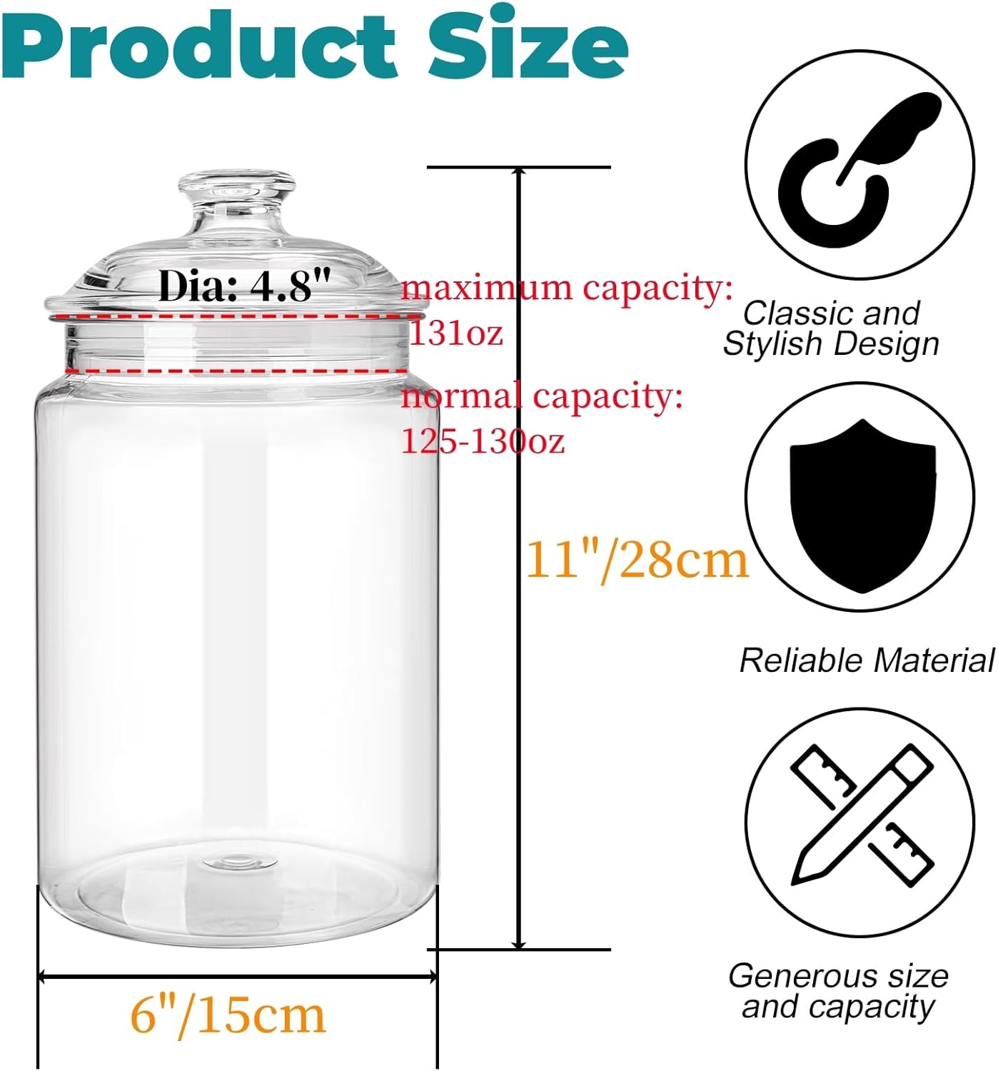 2 Pack 130 oz Large Cookie Jar - Food Storage Jar Glass recension och pris