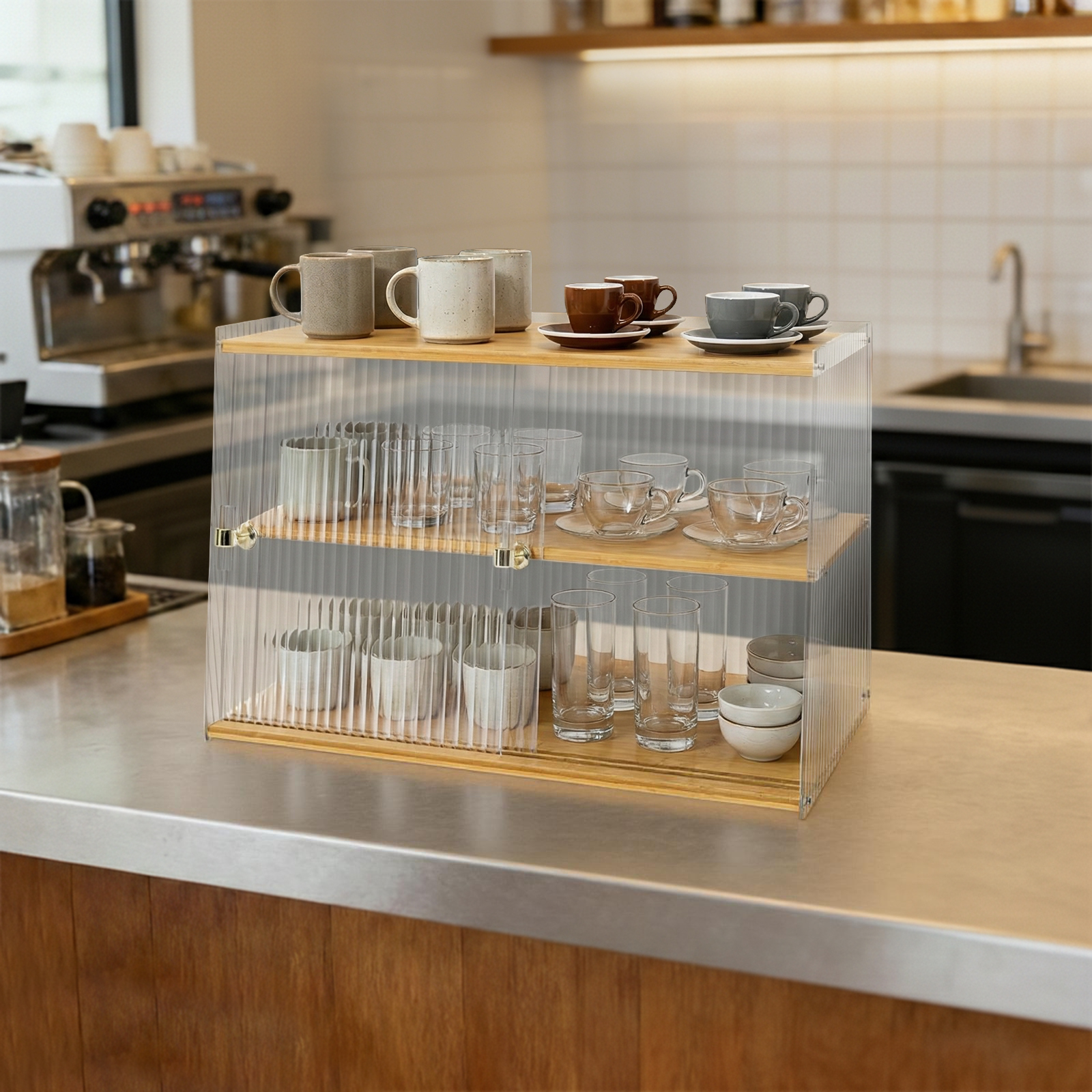 Cup Storage Rack, Bamboo Sideb - Food Storage Kitchen Cabinet recension och pris