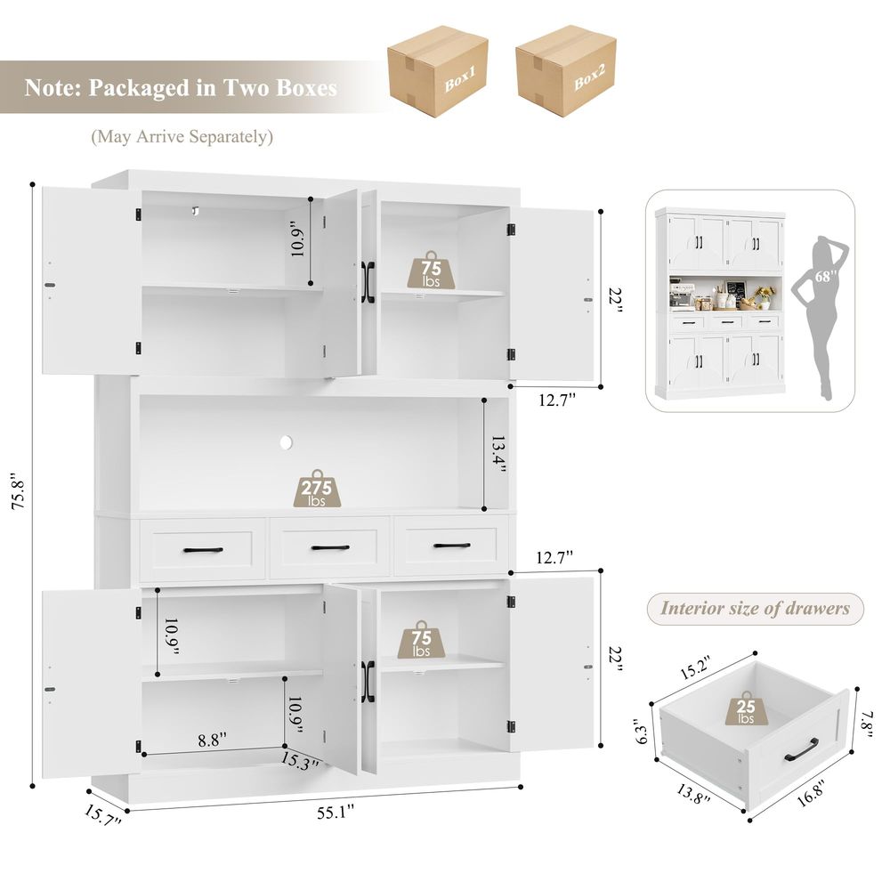 76 Tall Kitchen Pantry Storage - Food Storage Kitchen Cabinet recension och pris