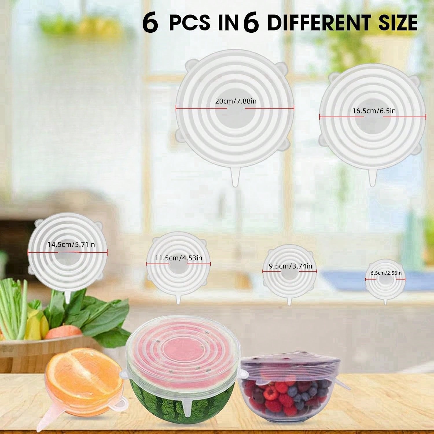 6pcs/Set Silicone Elastic Lids - Food Storage For Refrigerator recension och pris