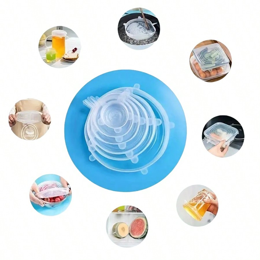 6pcs/Set Silicone Elastic Lids - Food Storage For Refrigerator recension och pris