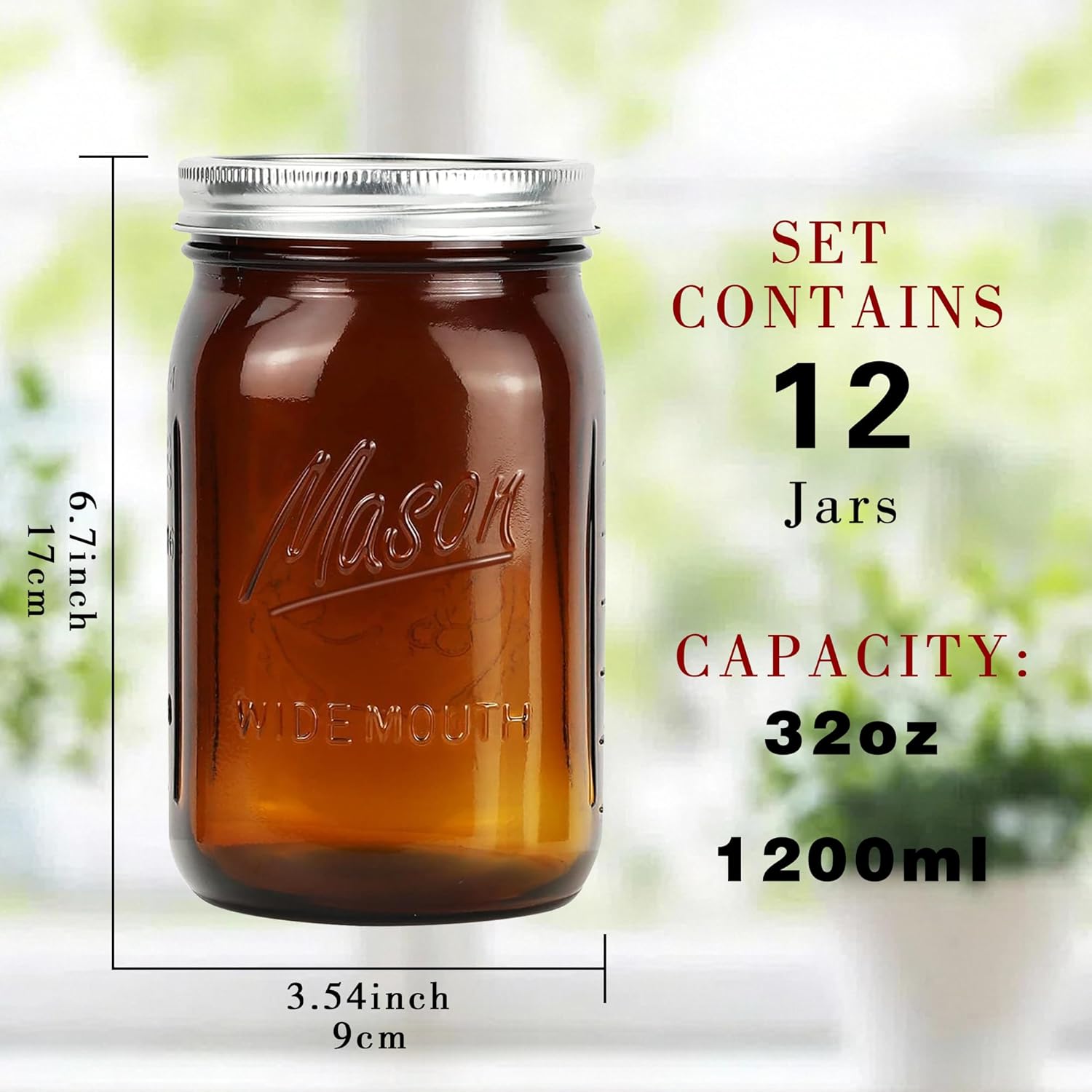 Amber Wide Mouth    Jars 32 oz - Food Storage Jar Glass recension och pris