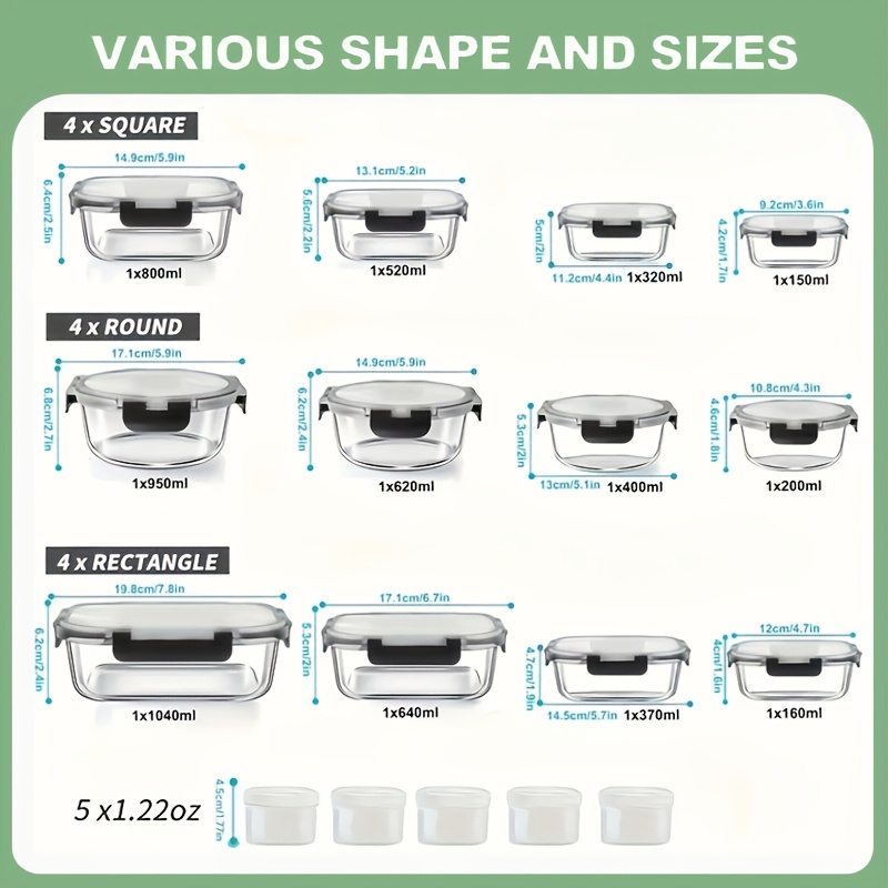 17pcs Glass Food Storage Conta - Food Storage Prep Containers recension och pris
