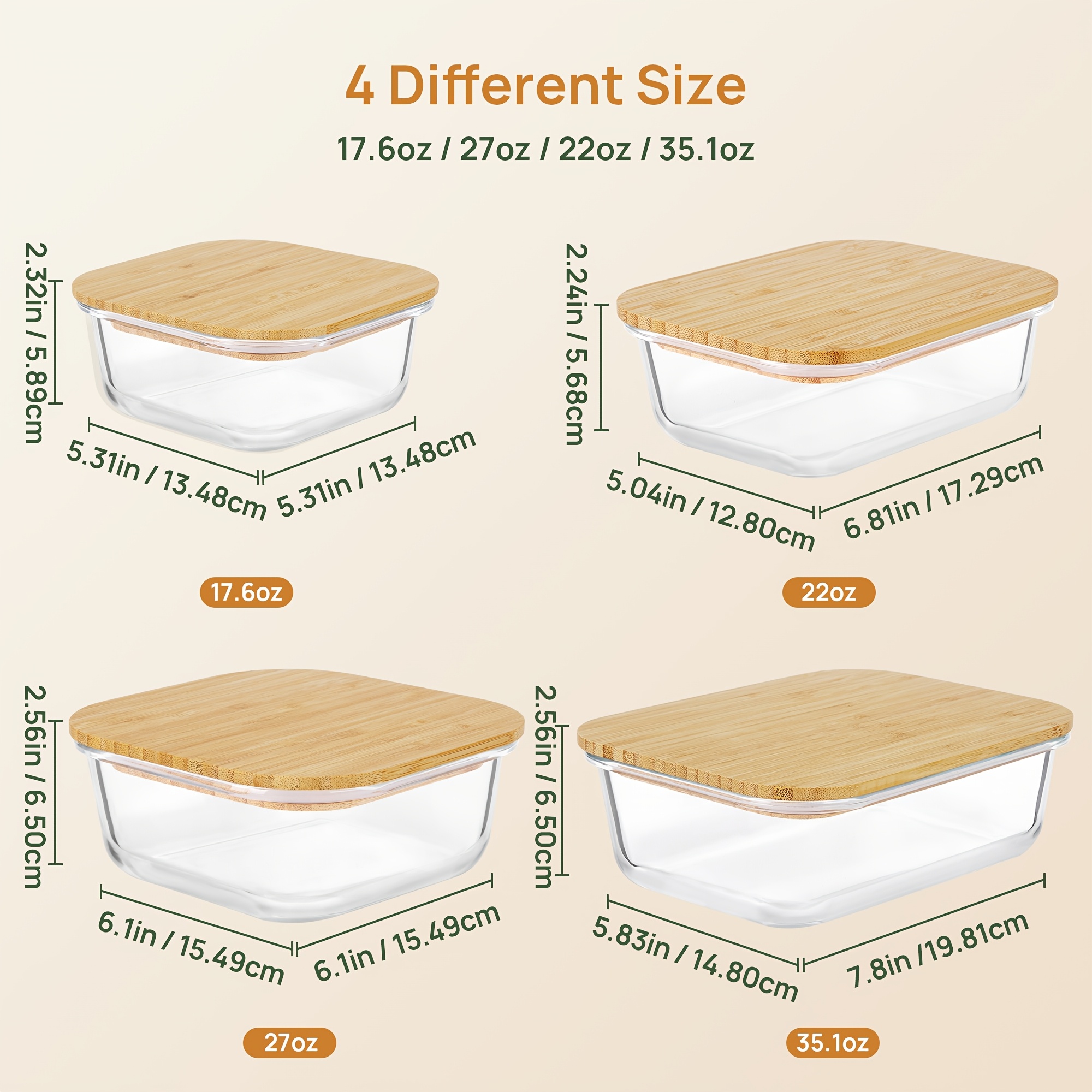 8pcs(4pcs Containers And 4pcs  - Food Storage Prep Containers recension och pris