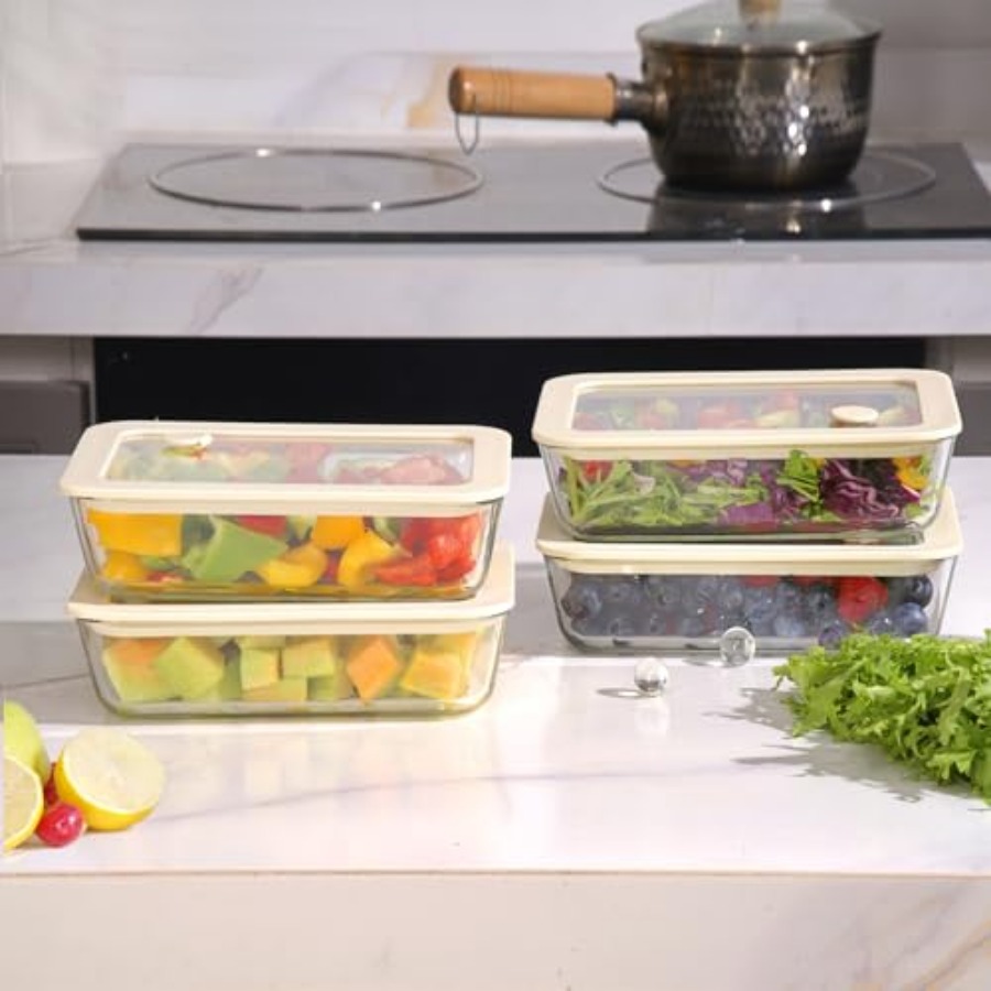 Glass Food Container Set with  - Food Storage Glass Set recension och pris
