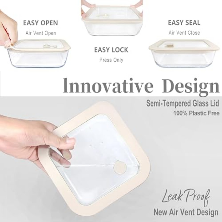 Glass Food Container Set with  - Food Storage Glass Set recension och pris