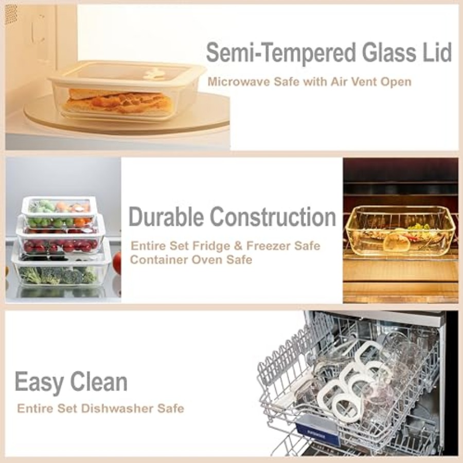 Glass Food Container Set with  - Food Storage Glass Set recension och pris