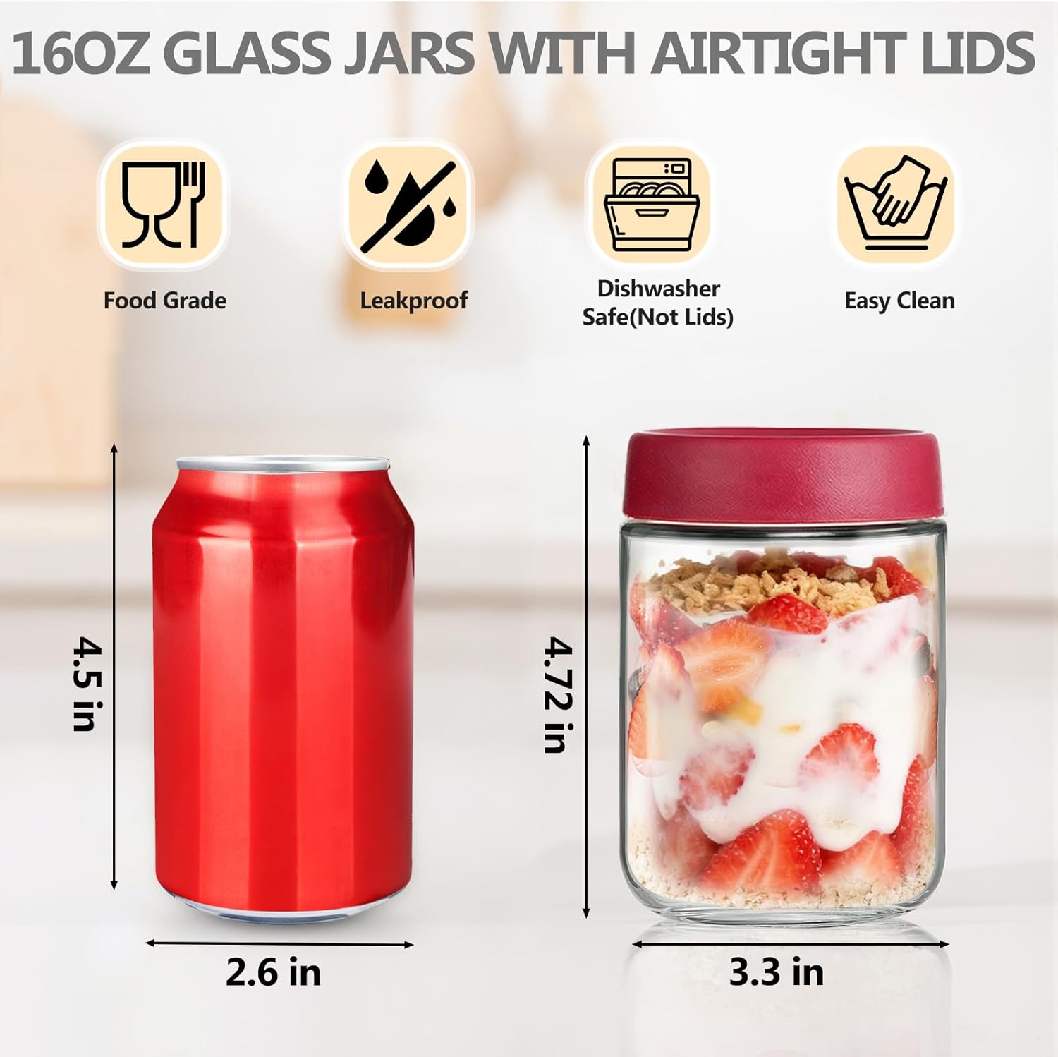 12 Pack Overnight Oats Contain - Food Storage Plastic recension och pris