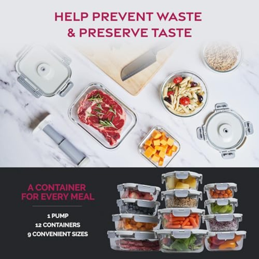 Vacuum Seal Glass Food Storage - Food Storage Kitchen Container Set recension och pris