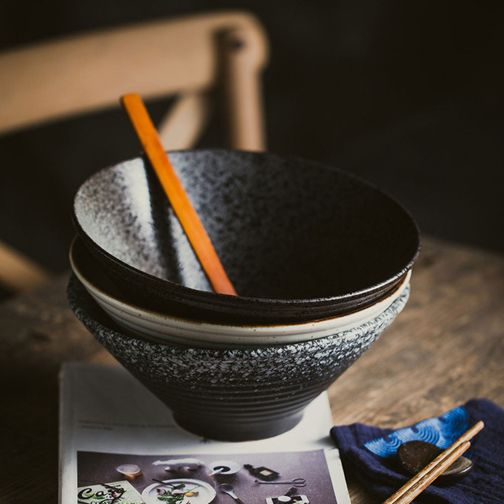1Pcs Ceramic Ramen Bowl Black  - Food Storage In Restaurant recension och pris