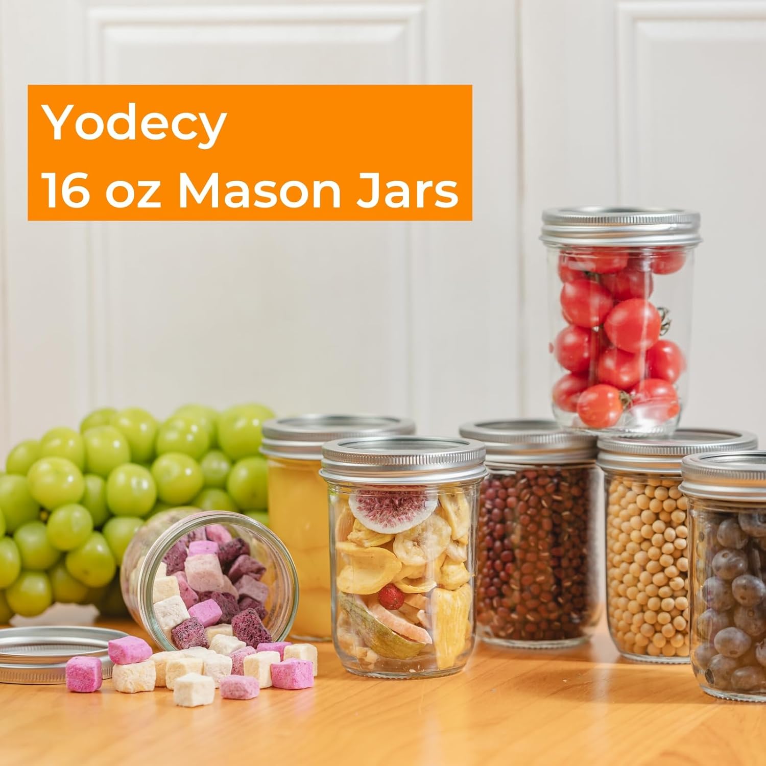 12 Pack 16 oz Wide Mouth Clear - Food Storage Jar Glass recension och pris