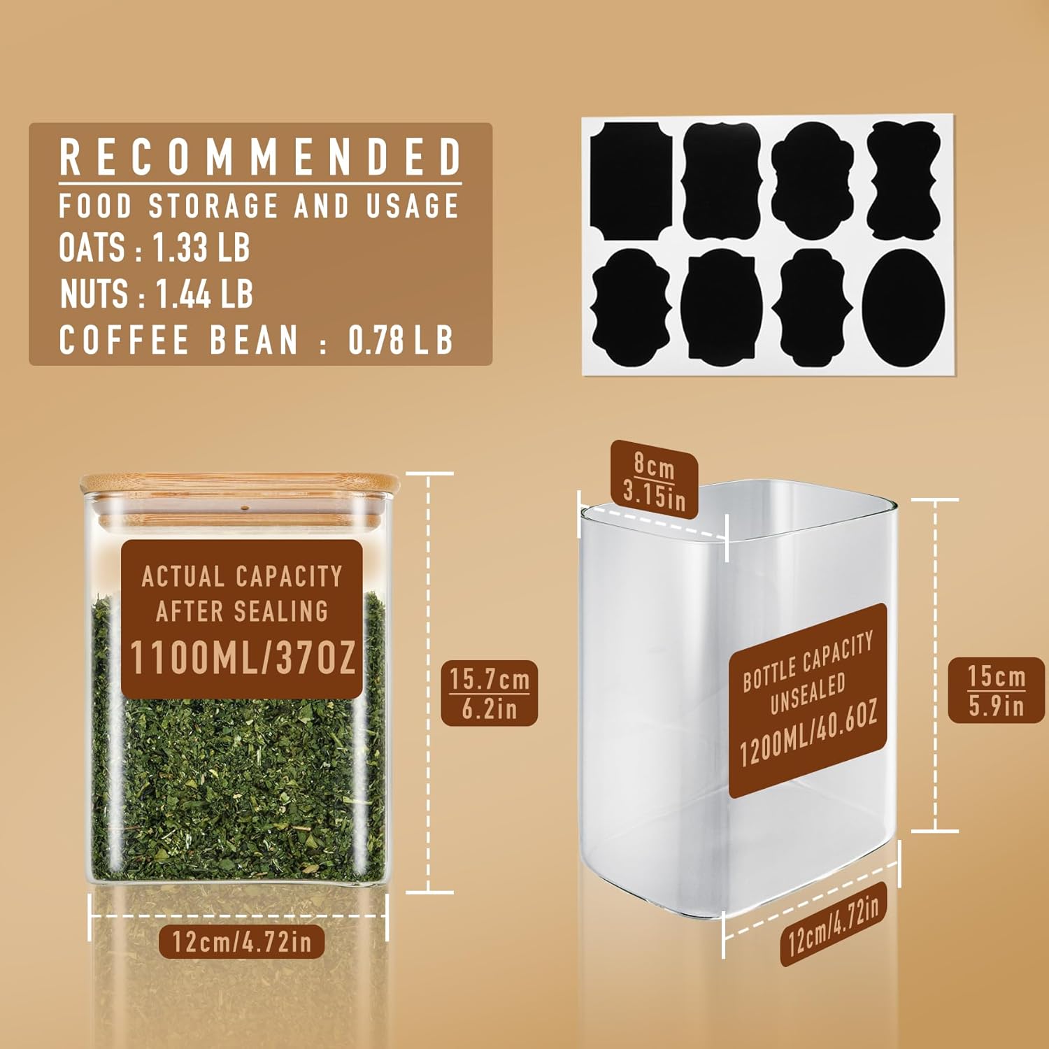 37oz Rectangle Airtight Glass  - Food Storage Plastic recension och pris