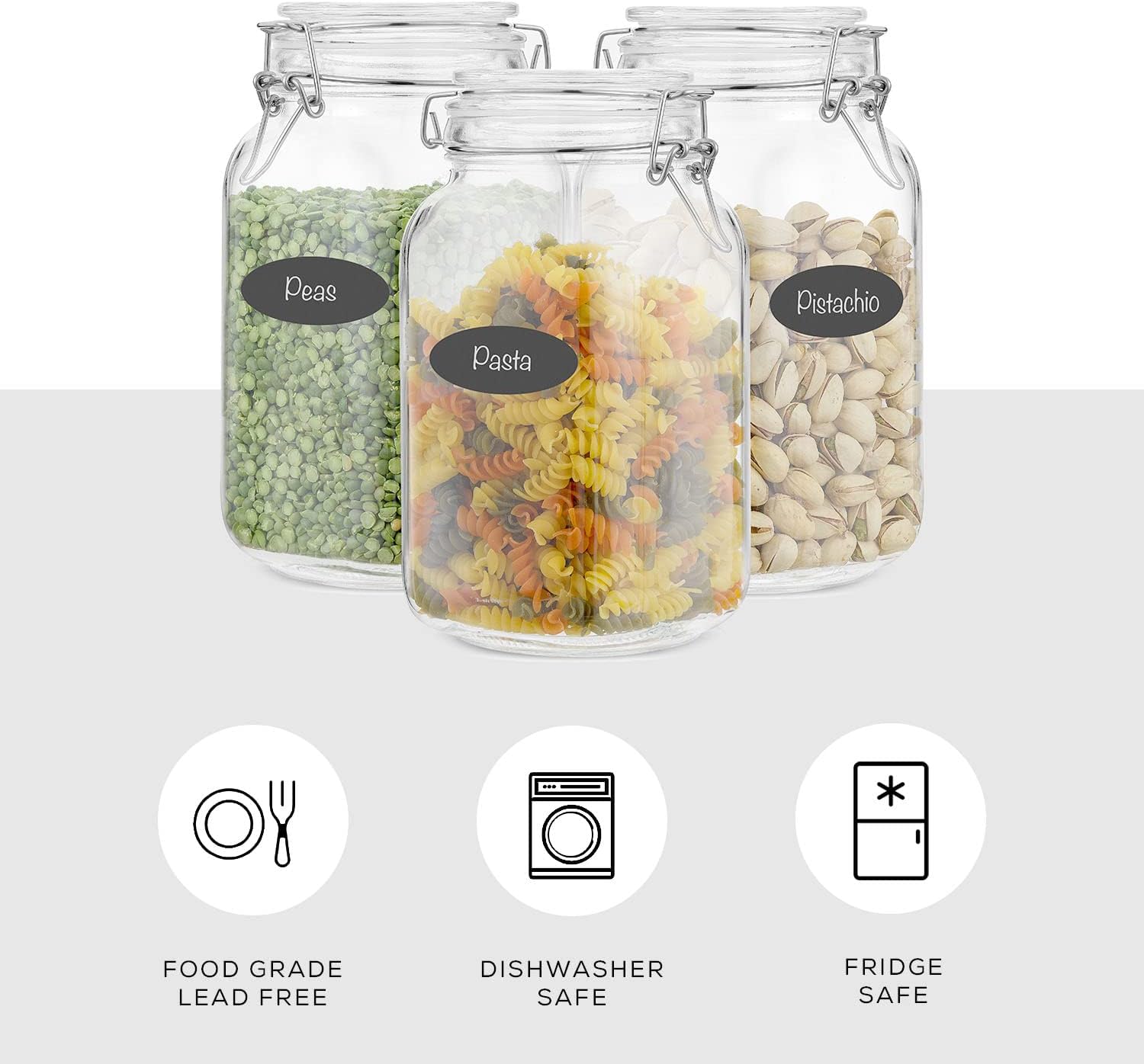 Airtight Glass Jars with Lids  - Food Storage Silicone recension och pris