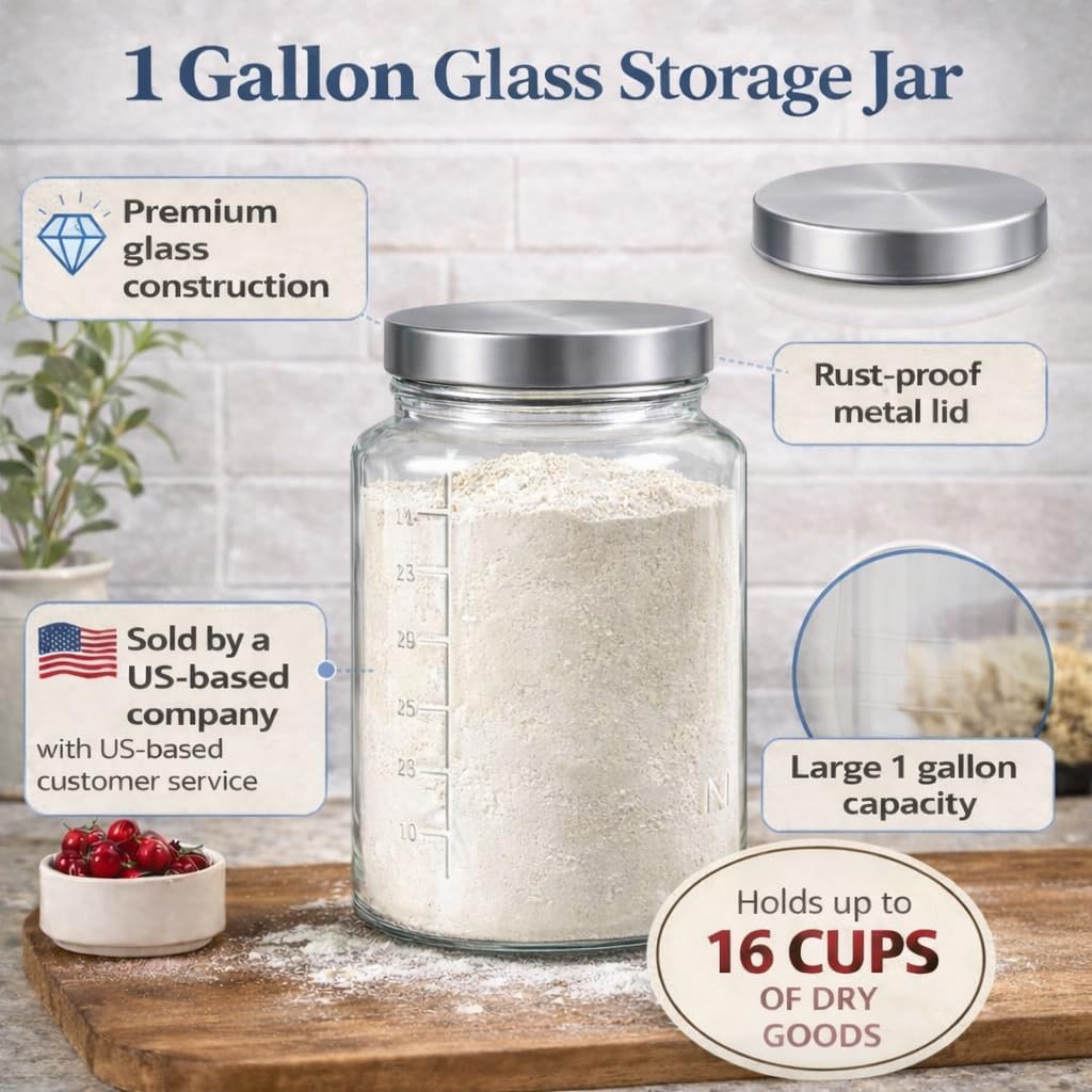 Extra Large    Jar - 1 Gallon  - Food Storage Jar Glass recension och pris