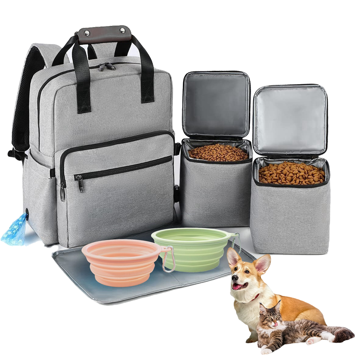 4 Set Dog Travel Bag Multi-Fun - Food Storage Hiking recension och pris