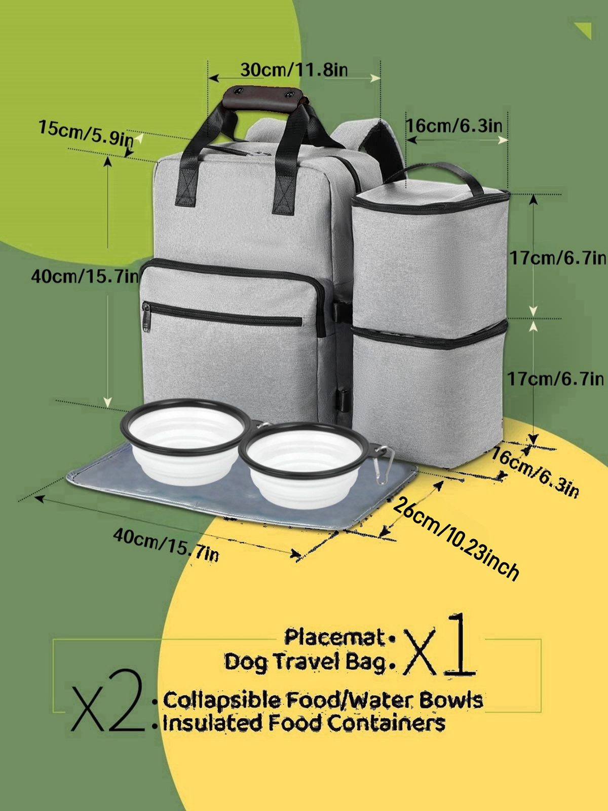 4 Set Dog Travel Bag Multi-Fun - Food Storage Hiking recension och pris
