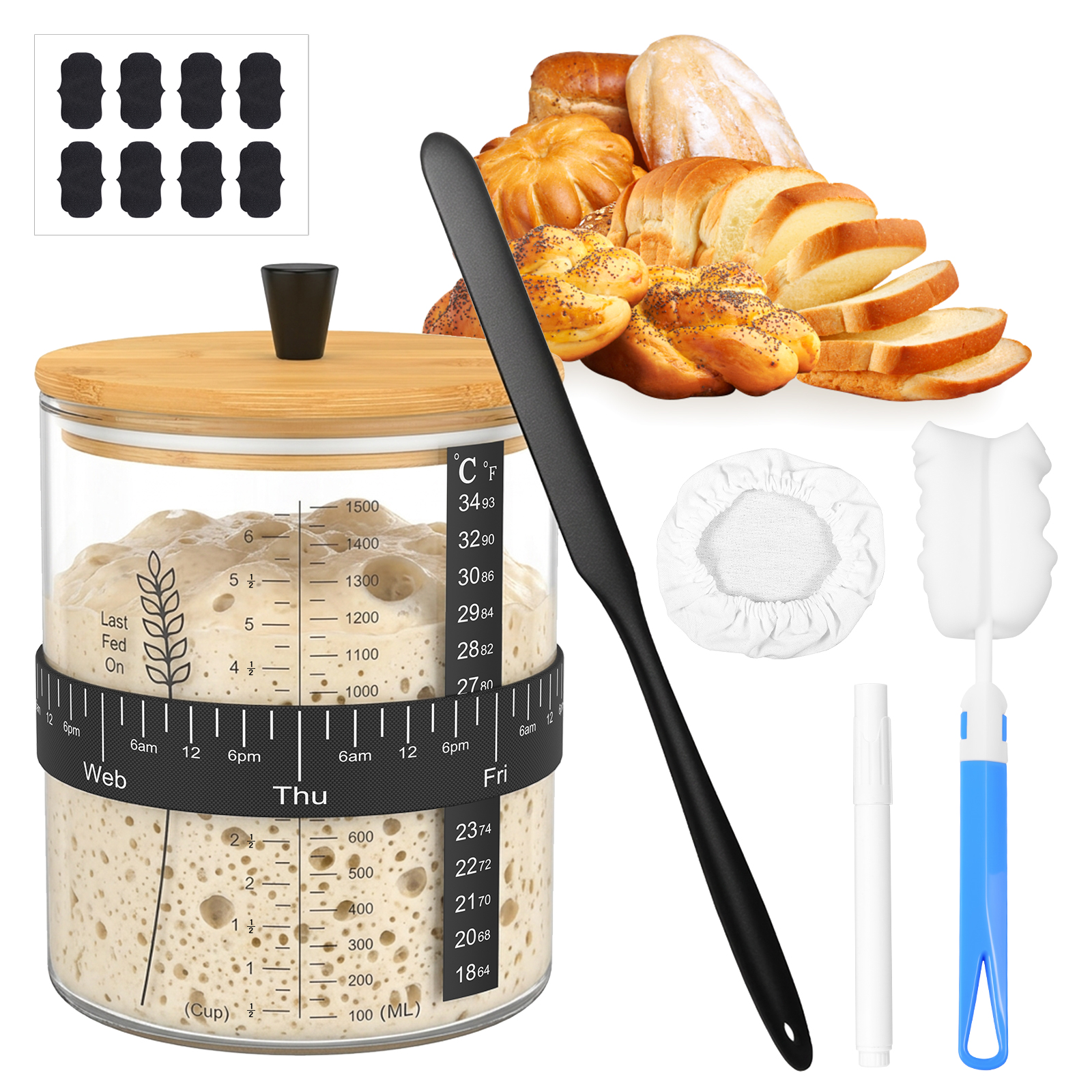 1500/900ml Sourdough Starter J - Food Storage Glass Set recension och pris