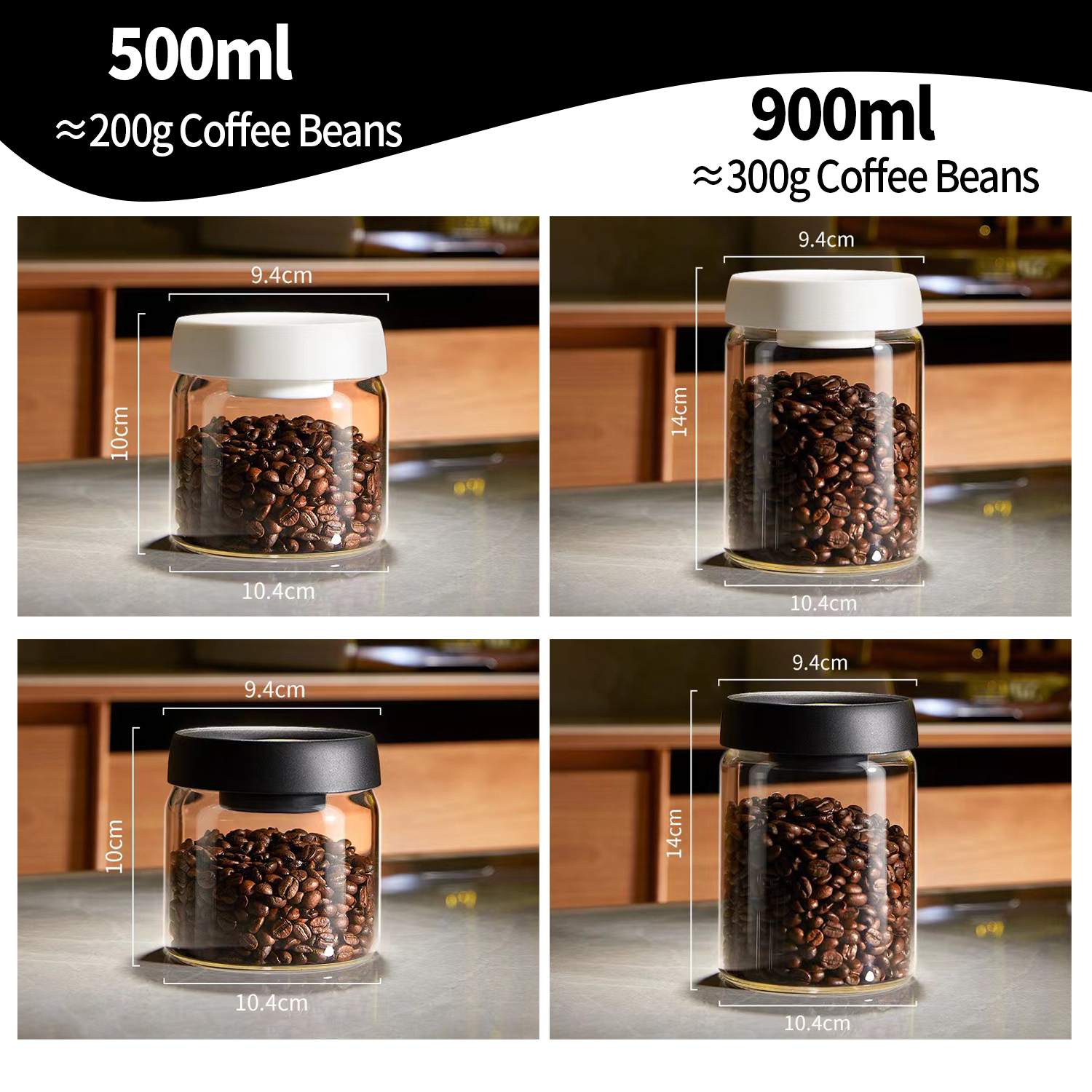 OANKR Vacuum Coffee Canister 5 - Food Storage Jar Glass recension och pris