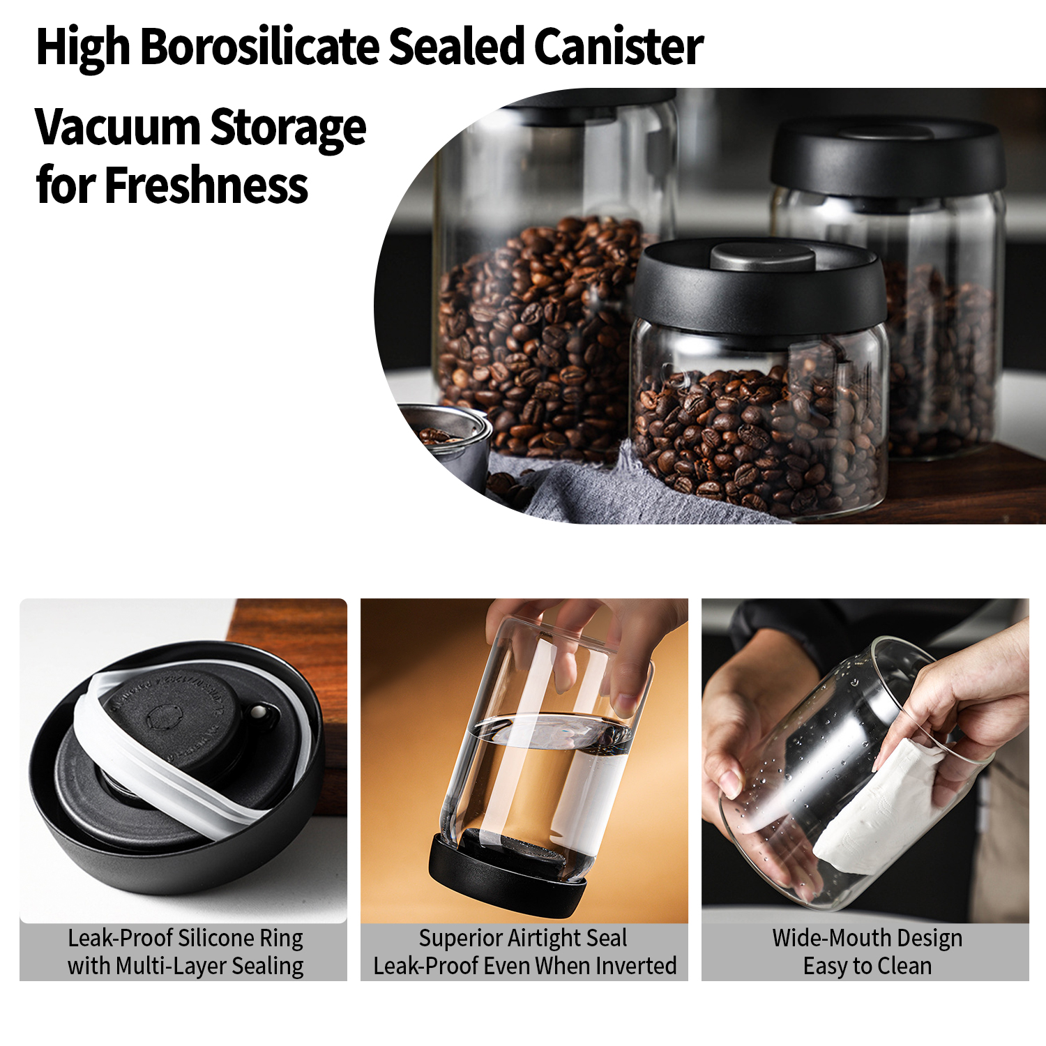 OANKR Vacuum Coffee Canister 5 - Food Storage Jar Glass recension och pris
