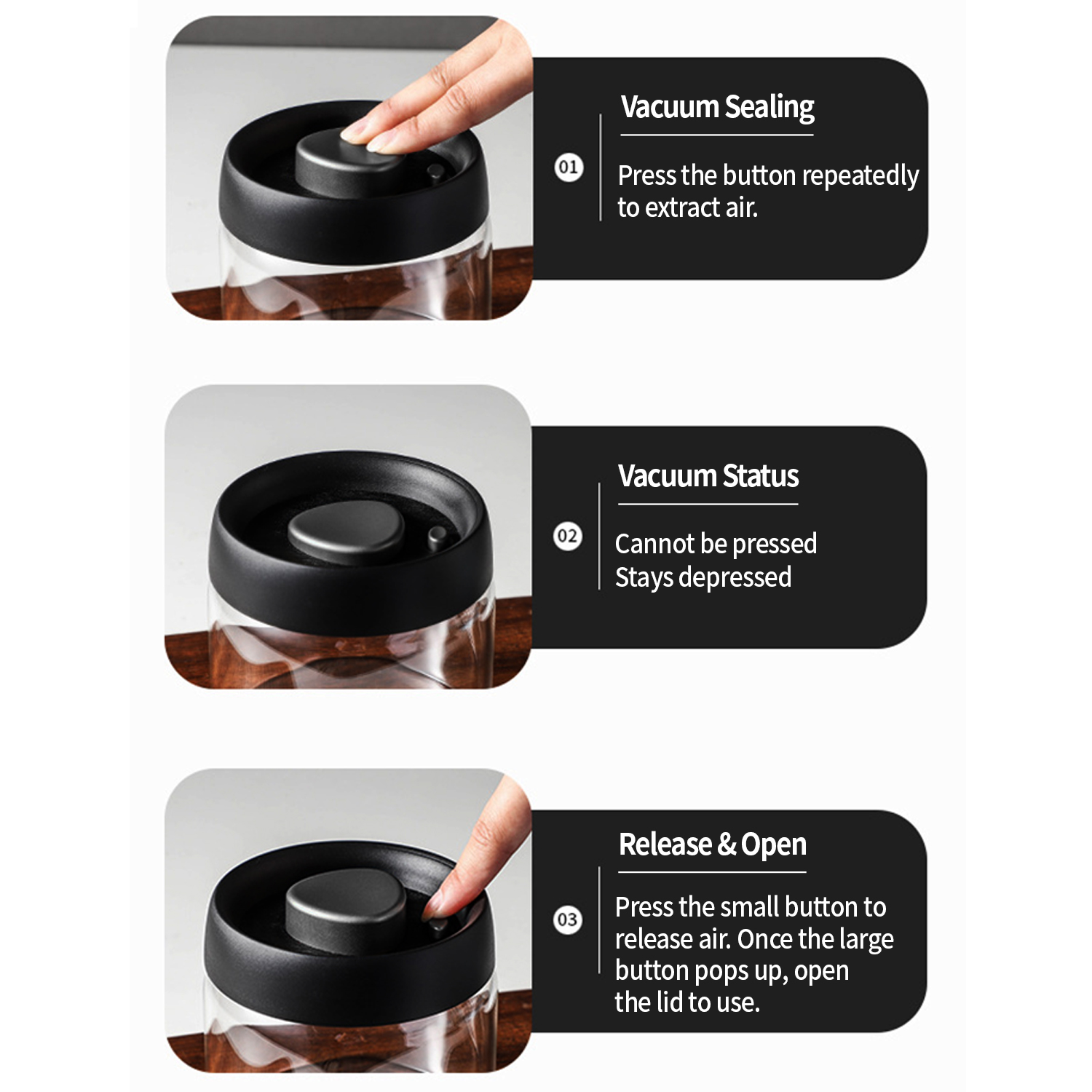 OANKR Vacuum Coffee Canister 5 - Food Storage Jar Glass recension och pris