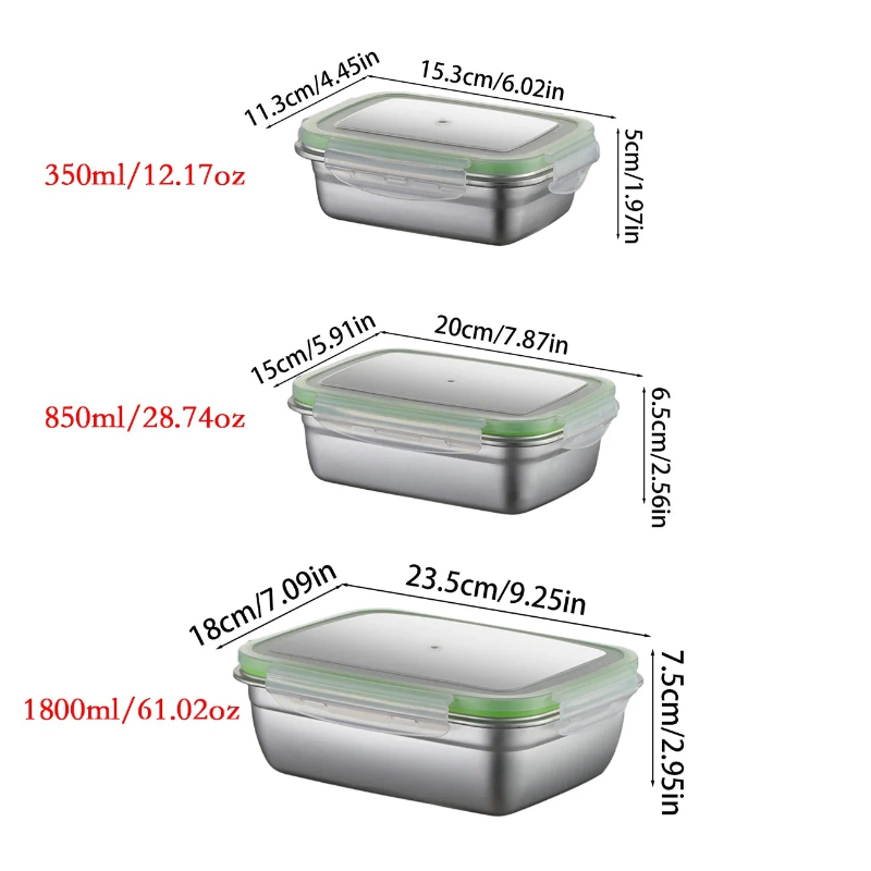 304 Stainless Steel Lunch Box  - Food Storage Box Set recension och pris