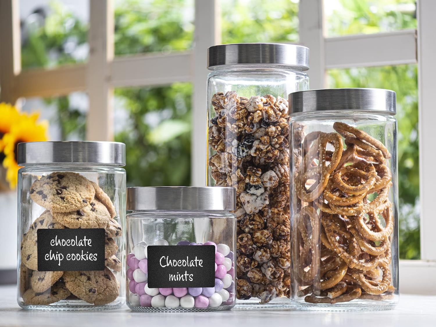 4pc Canister Sets for Kitchen  - Food Storage Jar Glass recension och pris