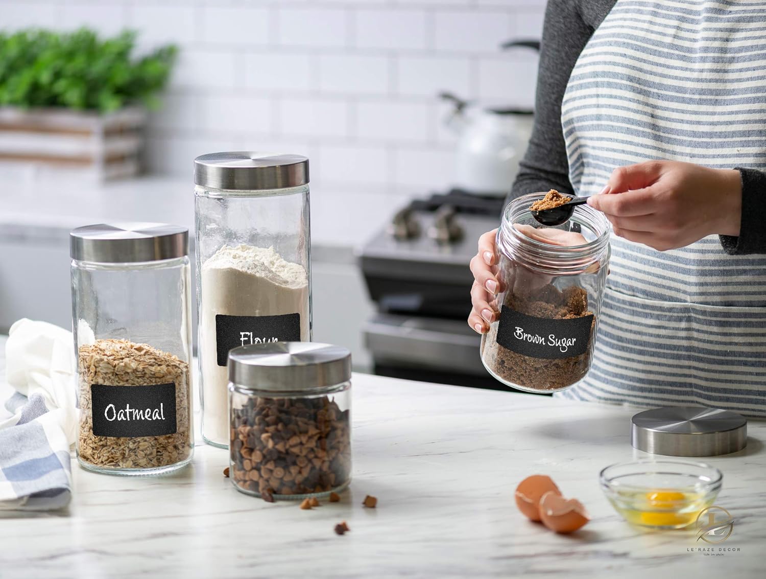 4pc Canister Sets for Kitchen  - Food Storage Jar Glass recension och pris