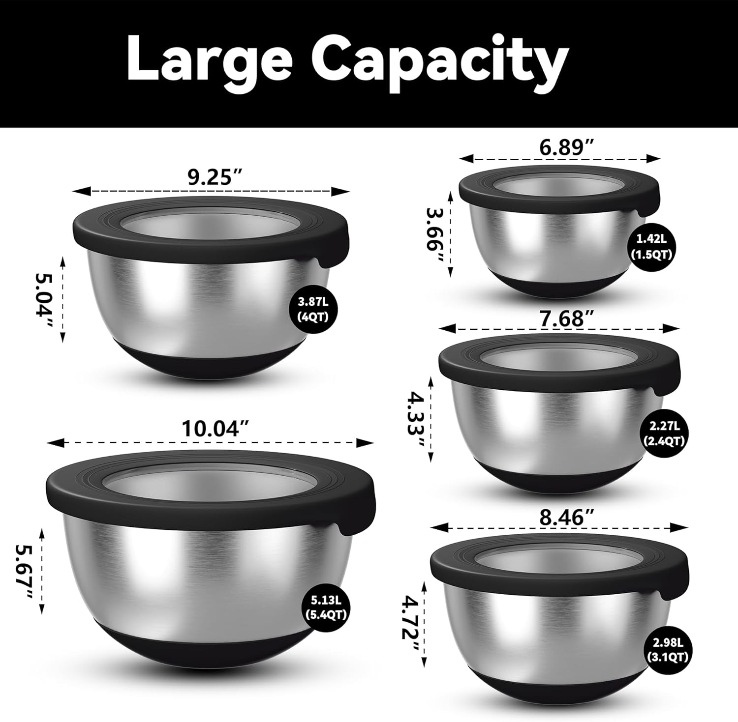 Stainless Steel Mixing Bowls w - Food Storage Bowls recension och pris