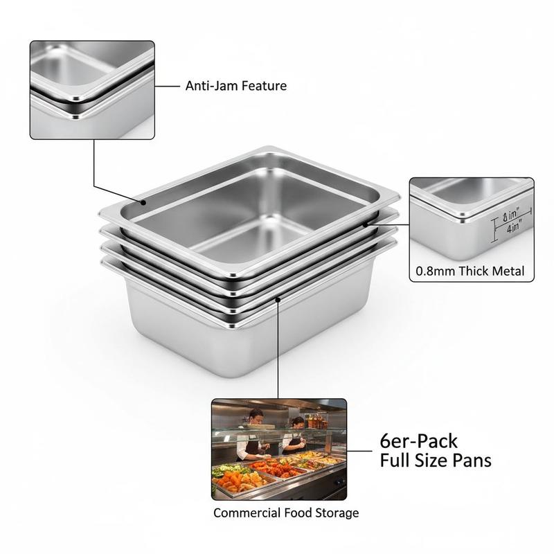 6 Pack Catering Trays Full Siz - Food Storage In Restaurant recension och pris